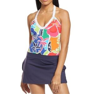 NAUTICA Halter Multicolored One Piece Swimsuit Size L